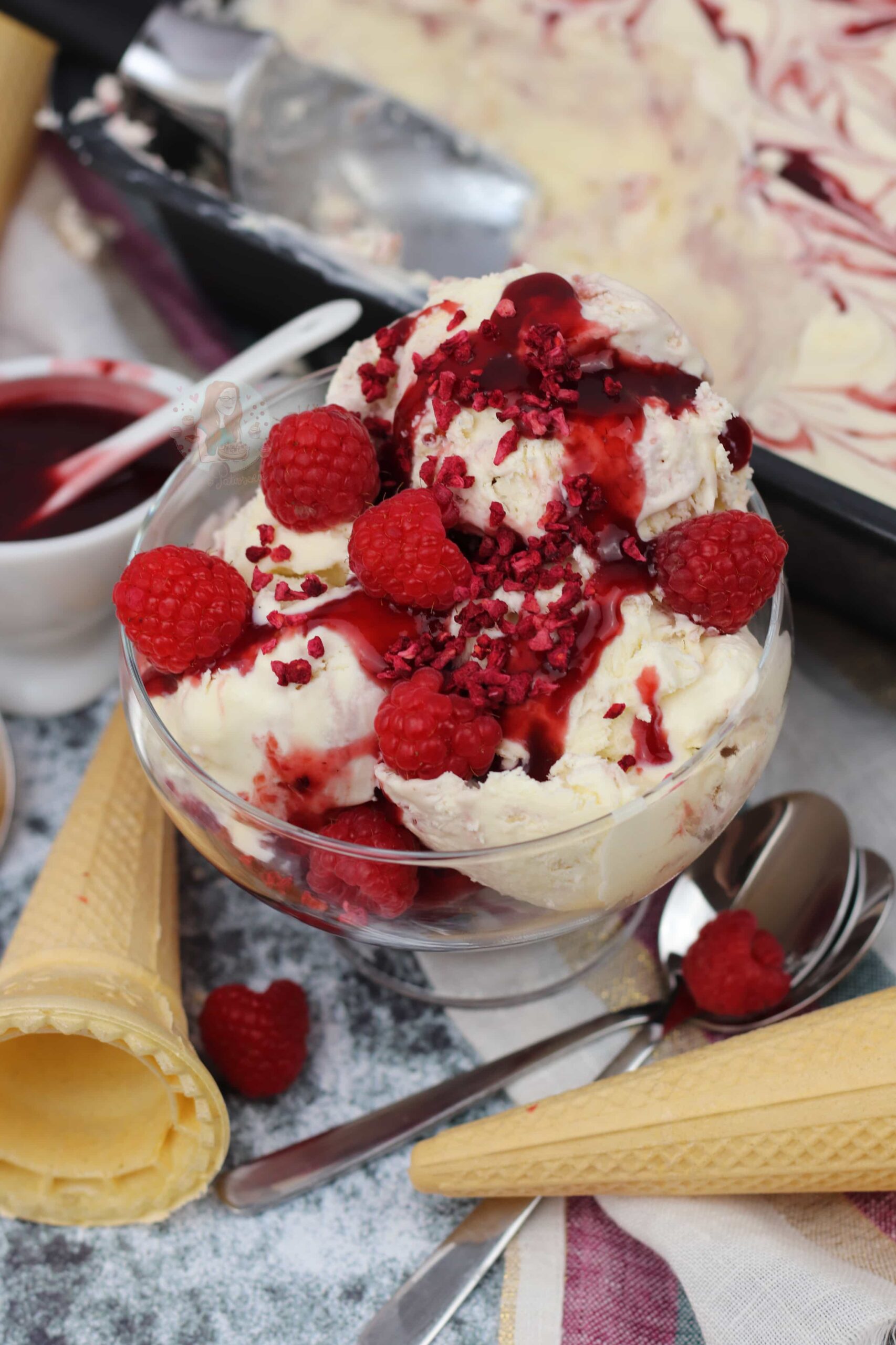 Raspberry Ripple Ice Cream! - Jane's Patisserie