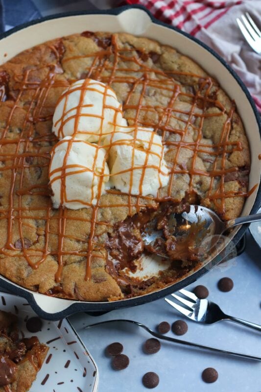 Salted Caramel Skillet Cookie – Modern Honey