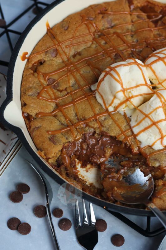 Salted Caramel Skillet Cookie – Modern Honey