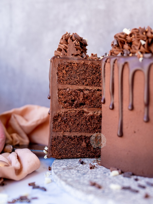 8 inch Chocolate Cake with Swiss Meringue Buttercream - Veena Azmanov
